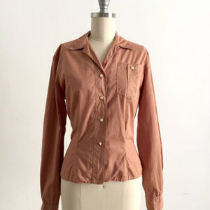 Vintage 1950s Terracotta Blouse • Sz Sm